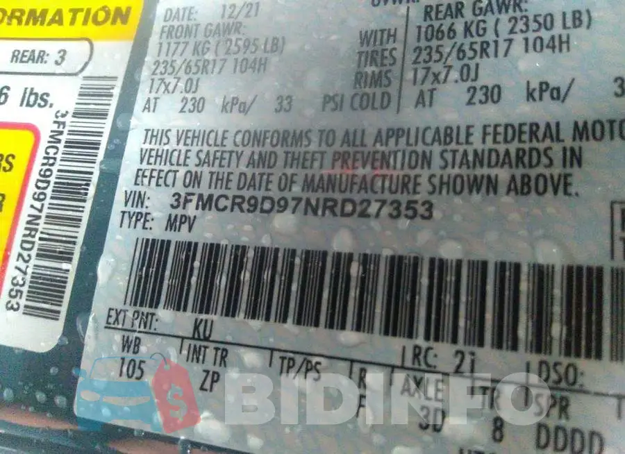 3FMCR9D97NRD27353 Photo# 9