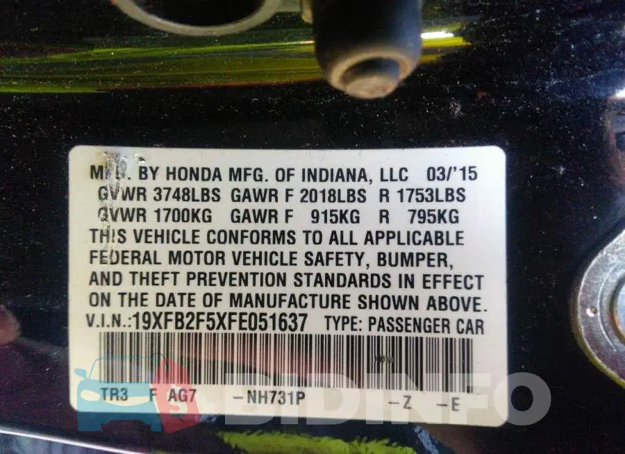 19XFB2F5XFE051637 Photo# 8
