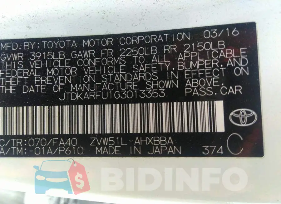 JTDKARFU1G3013353 Photo# 9