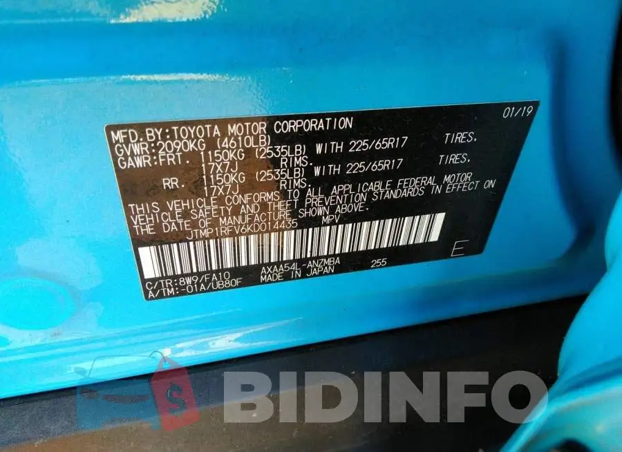 JTMP1RFV6KD014435 Photo# 9