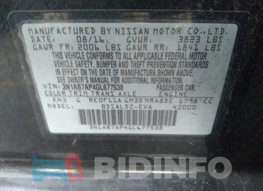 3N1AB7AP4GL677538 Photo# 9