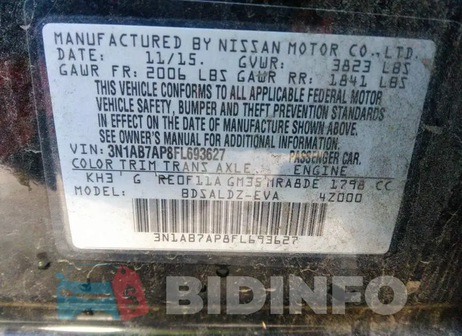 3N1AB7AP8FL693627 Photo# 9