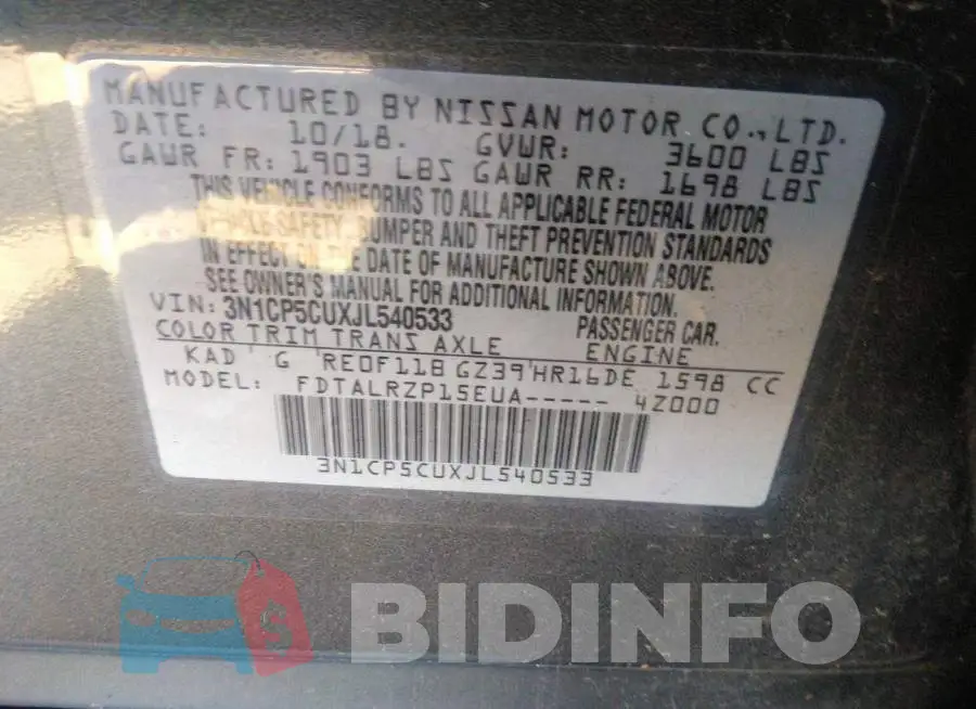 3N1CP5CUXJL540533 Photo# 9