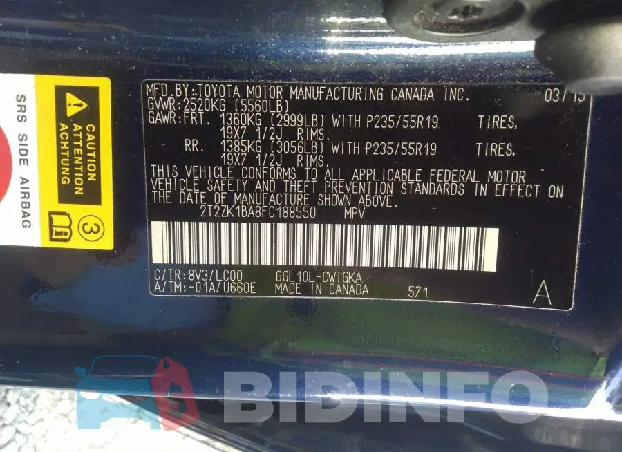 2T2ZK1BA8FC188550 Photo# 9