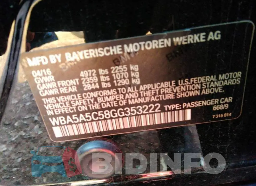 WBA5A5C58GG353222 Photo# 9
