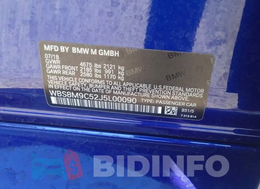 WBS8M9C52J5L00090 Photo# 9