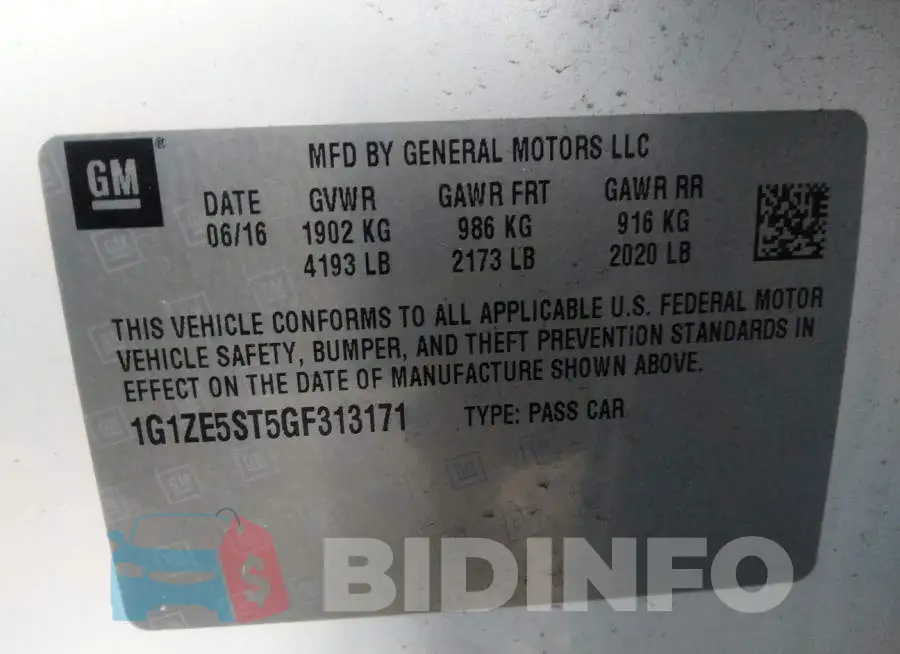 1G1ZE5ST5GF313171 Photo# 9