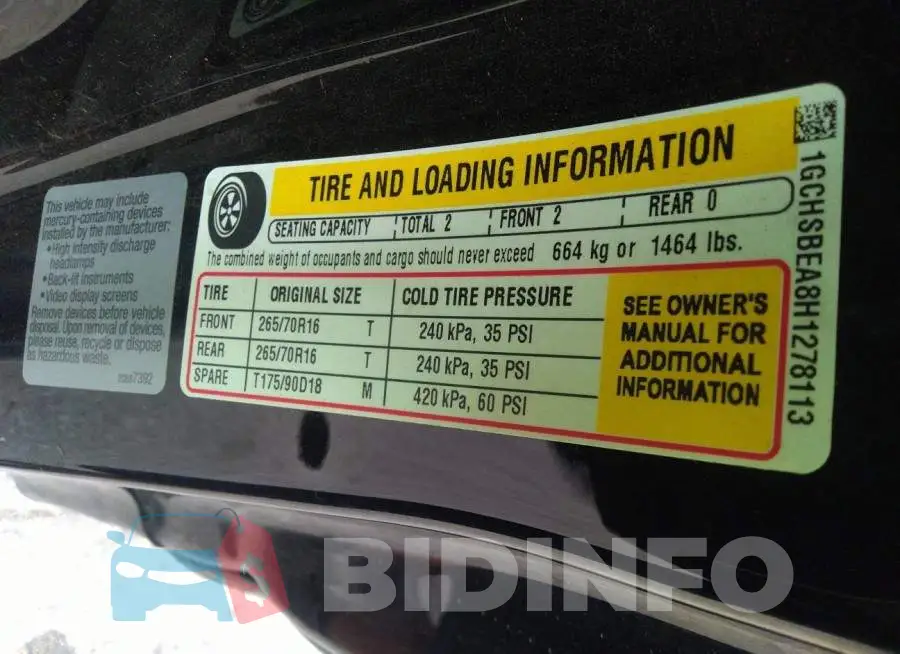 1GCHSBEA8H1278113 Photo# 9