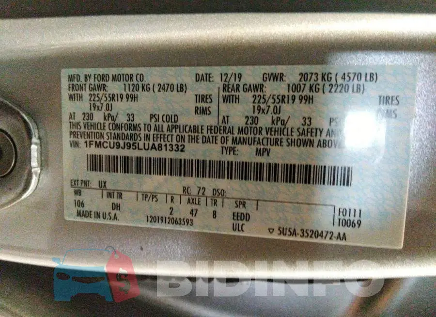 1FMCU9J95LUA81332 Photo# 9