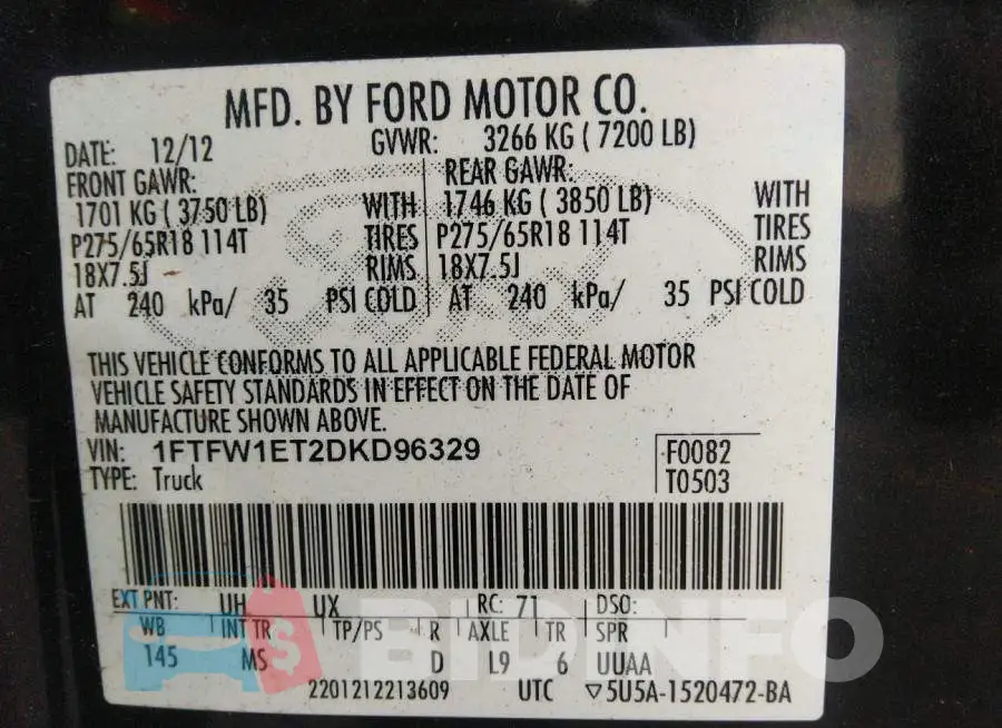 1FTFW1ET2DKD96329 Photo# 9