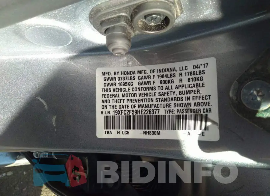 19XFC2F59HE226377 Photo# 9