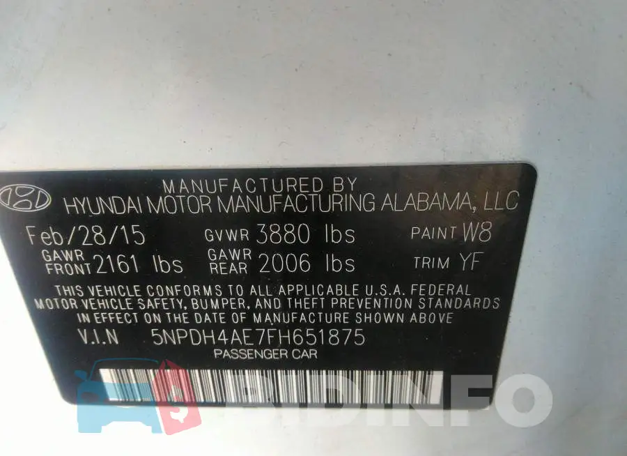 5NPDH4AE7FH651875 Photo# 9