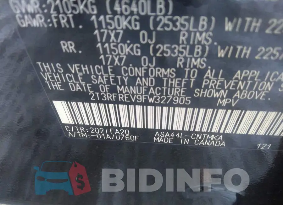 2T3RFREV9FW327905 Photo# 9