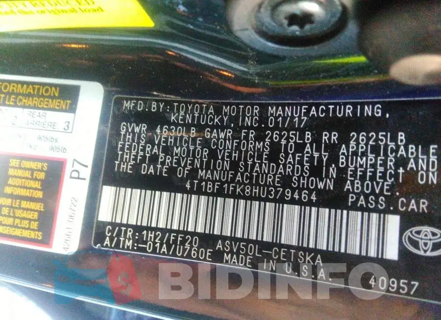 4T1BF1FK8HU379464 Photo# 9