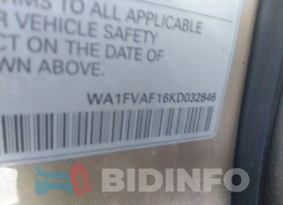 WA1FVAF16KD032846 Photo# 9