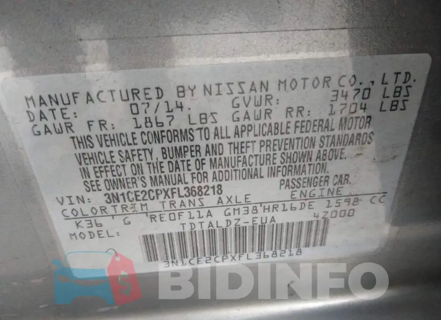 3N1CE2CPXFL368218 Photo# 9