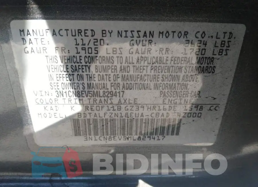 3N1CN8EV5ML829417 Photo# 9