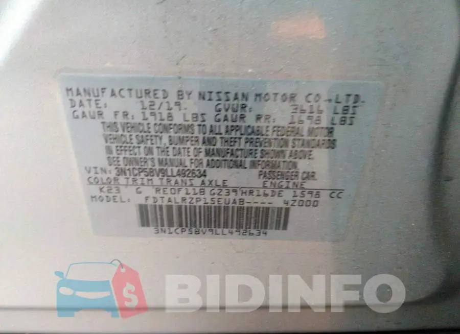 3N1CP5BV9LL492634 Photo# 9