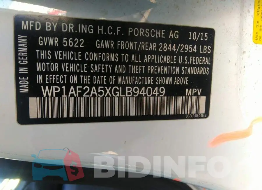 WP1AF2A5XGLB94049 Photo# 9