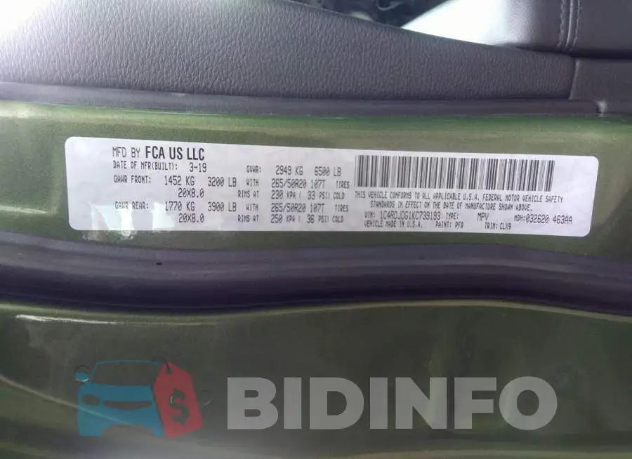 1C4RDJDG1KC739193 Photo# 9