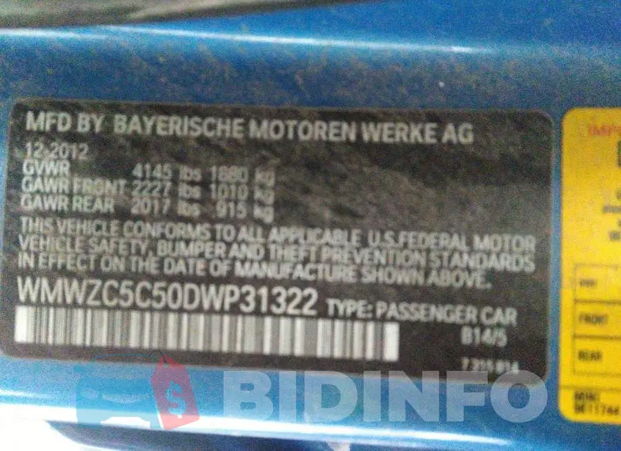 WMWZC5C50DWP31322 Photo# 9