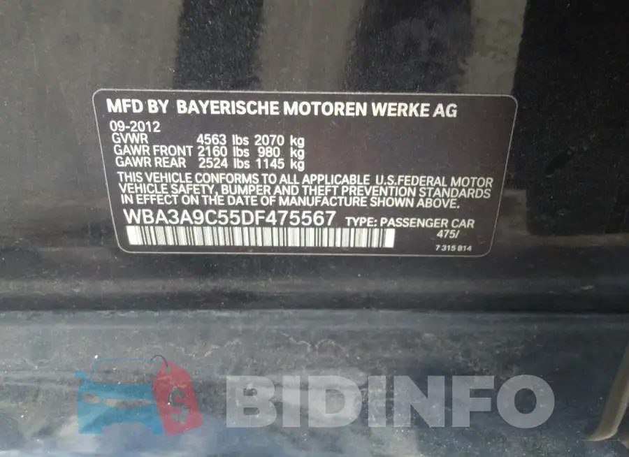 WBA3A9C55DF475567 Photo# 9