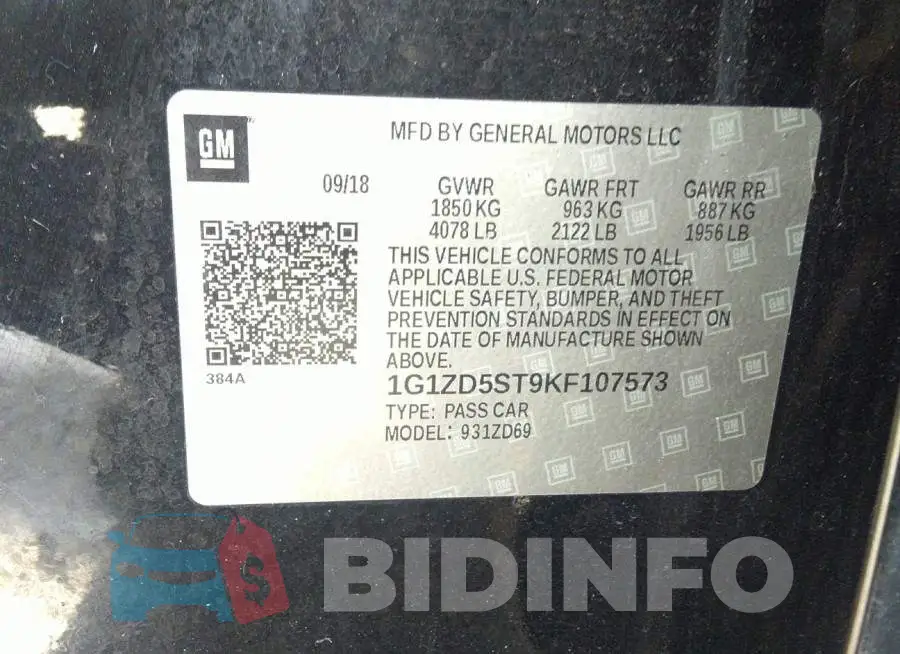 1G1ZD5ST9KF107573 Photo# 9