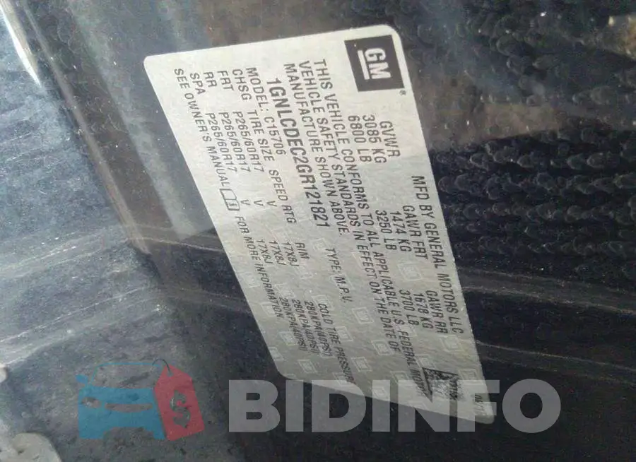 1GNLCDEC2GR121821 Photo# 9