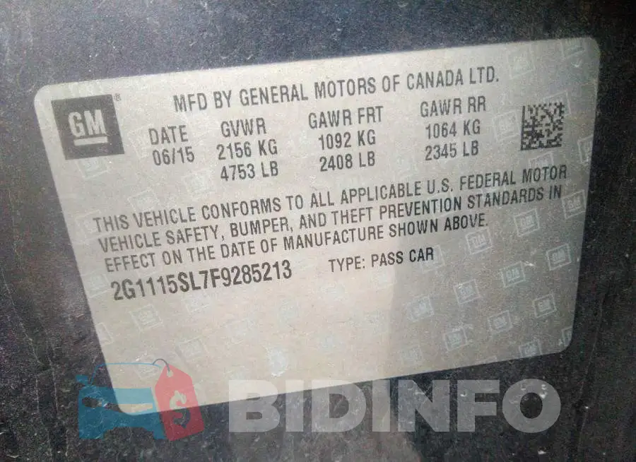 2G1115SL7F9285213 Photo# 9
