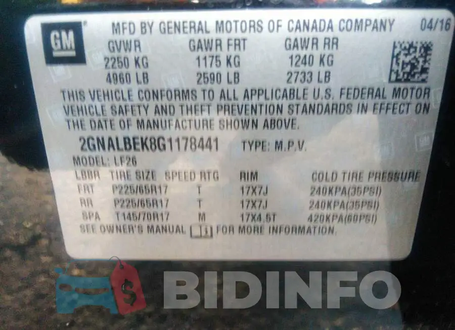 2GNALBEK8G1178441 Photo# 9