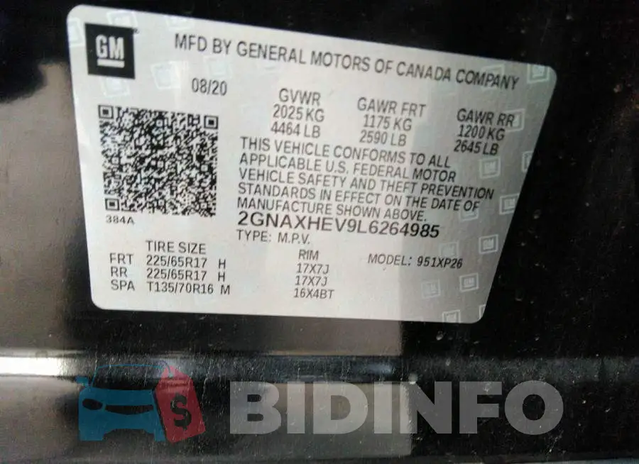 2GNAXHEV9L6264985 Photo# 9