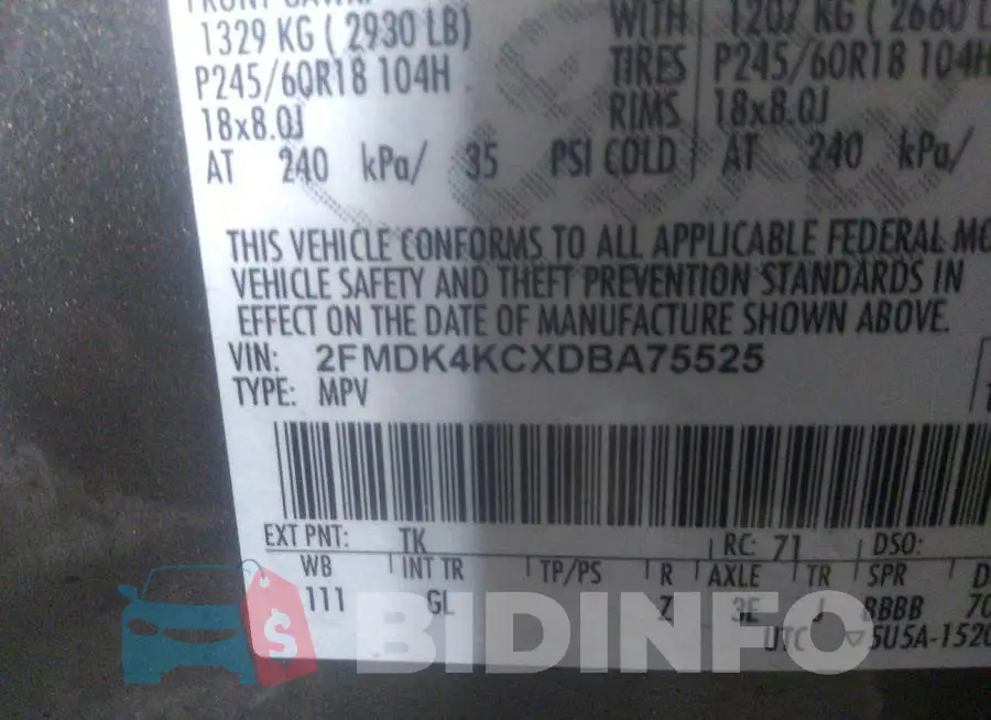 2FMDK4KCXDBA75525 Photo# 9
