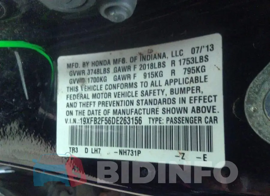 19XFB2F56DE263156 Photo# 9