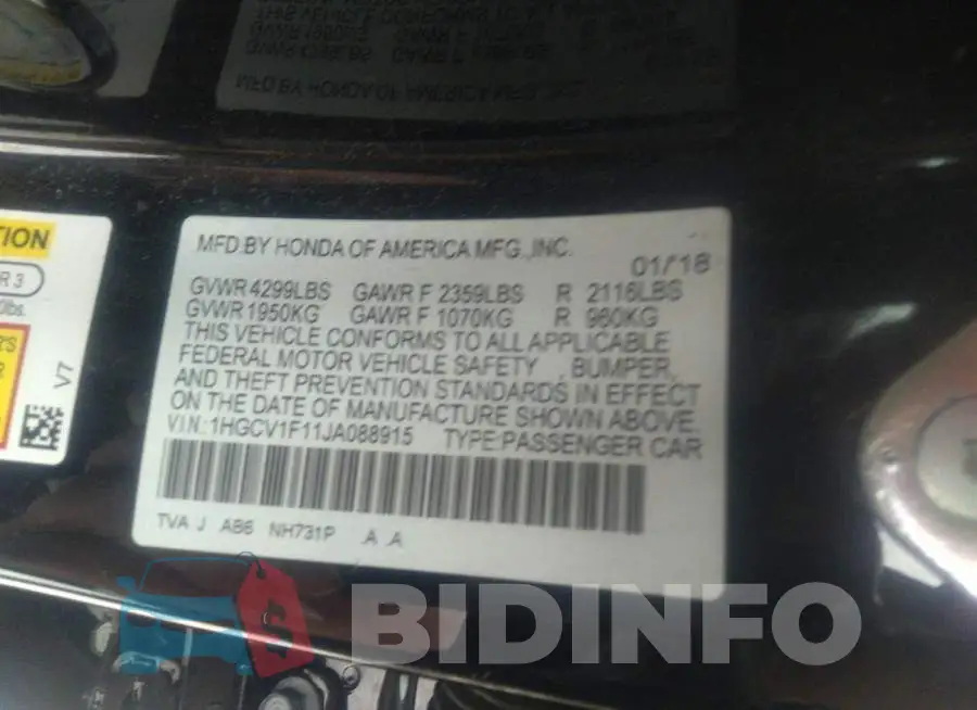 1HGCV1F11JA088915 Photo# 9