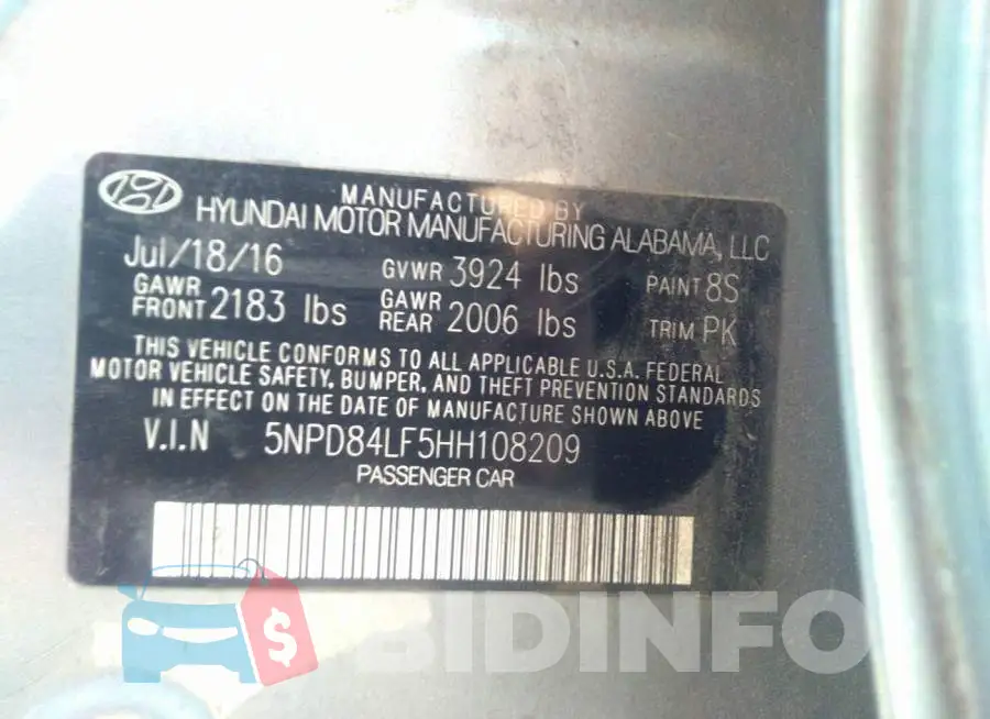 5NPD84LF5HH108209 Photo# 9