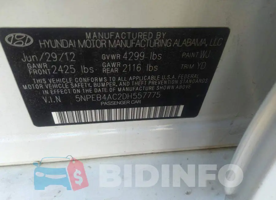 5NPEB4AC2DH557775 Photo# 9