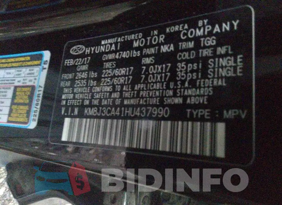 KM8J3CA41HU437990 Photo# 9