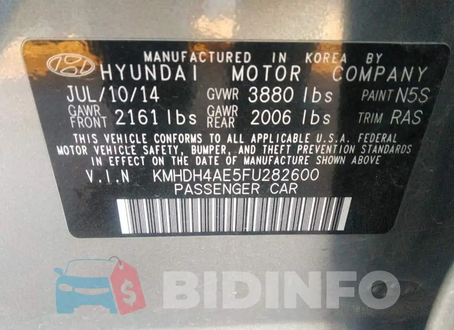 KMHDH4AE5FU282600 Photo# 9
