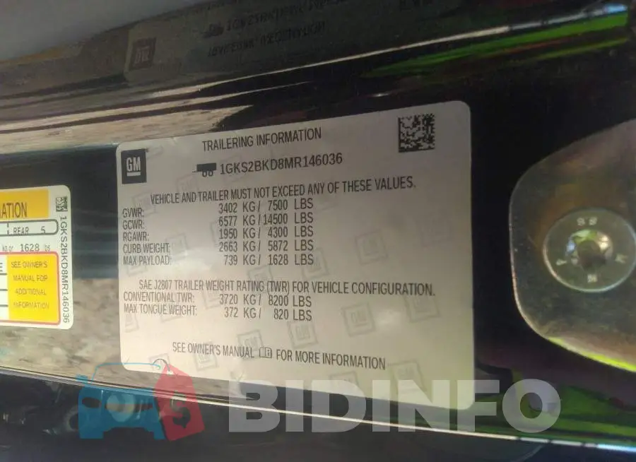 1GKS2BKD8MR146036 Photo# 9