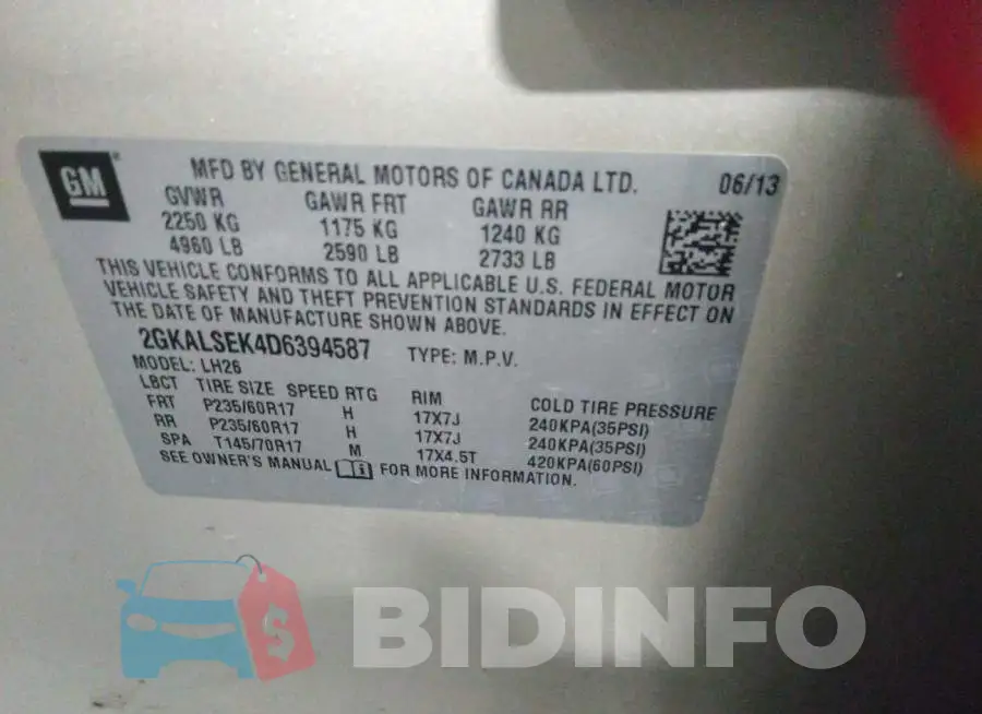 2GKALSEK4D6394587 Photo# 9