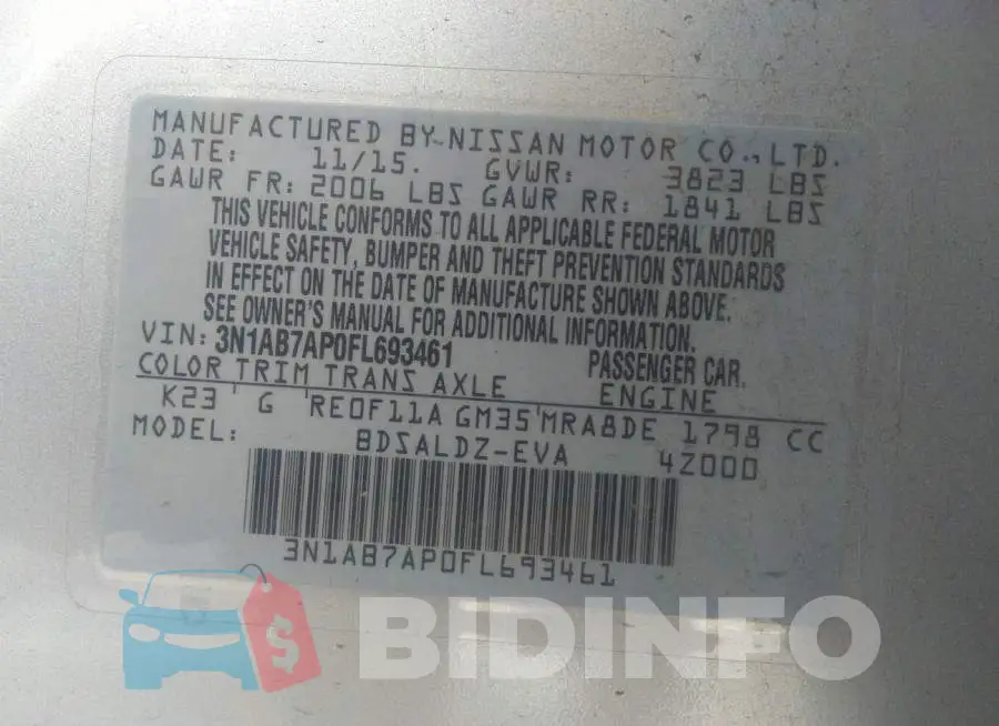 3N1AB7AP0FL693461 Photo# 9