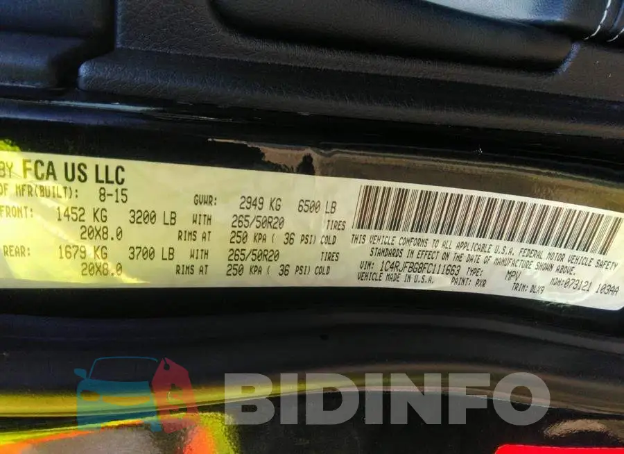 1C4RJFBG8FC111663 Photo# 9