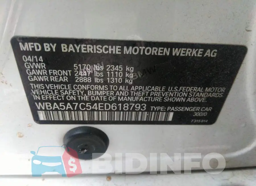 WBA5A7C54ED618793 Photo# 9