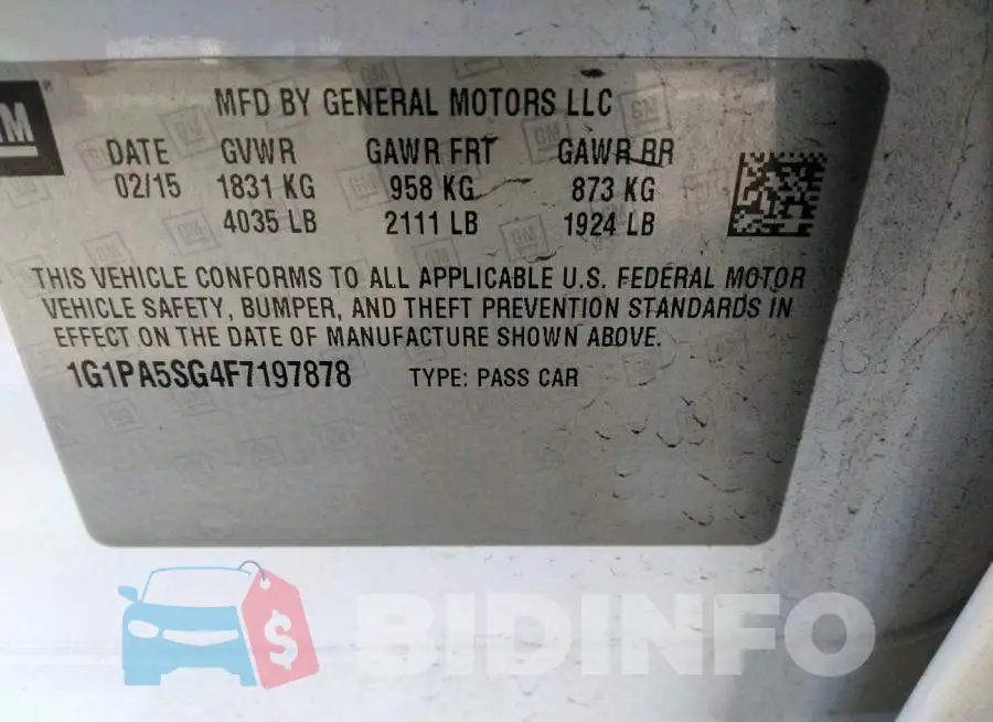 1G1PA5SG4F7197878 Photo# 9