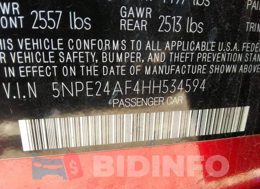 5NPE24AF4HH534594 Photo# 9