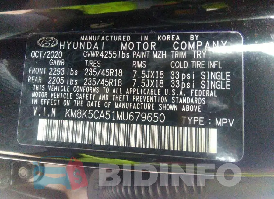 KM8K5CA51MU679650 Photo# 9