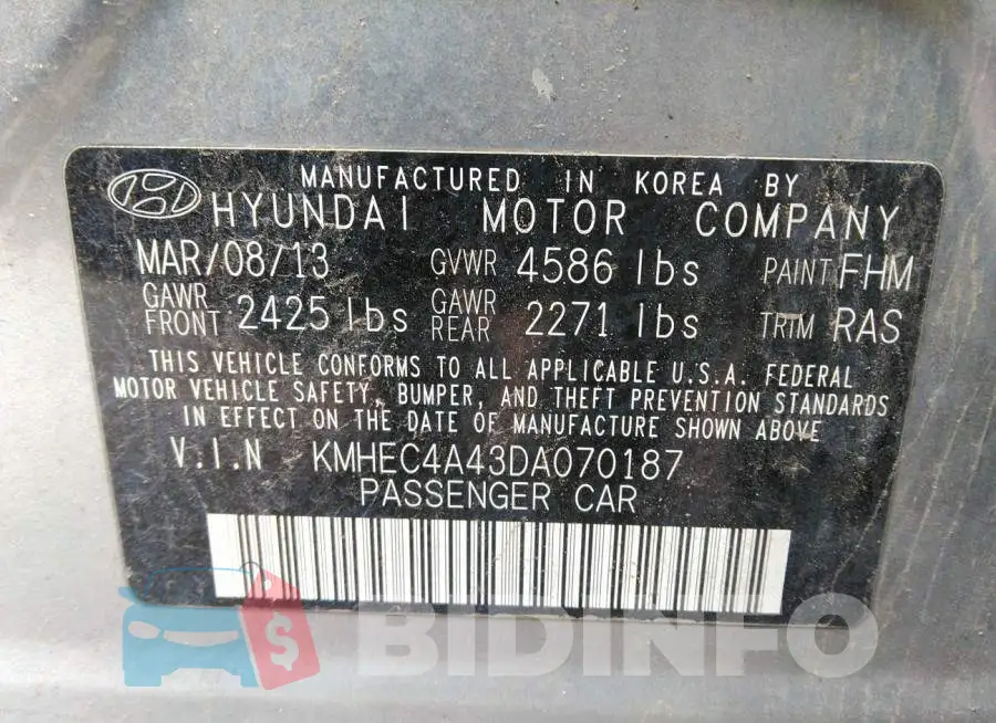 KMHEC4A43DA070187 Photo# 9