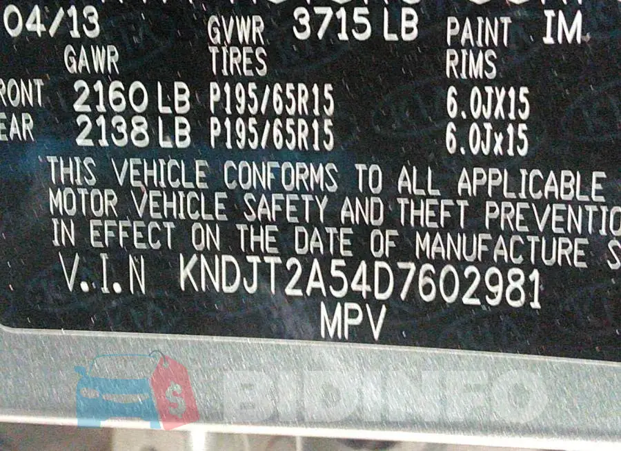 KNDJT2A54D7602981 Photo# 9