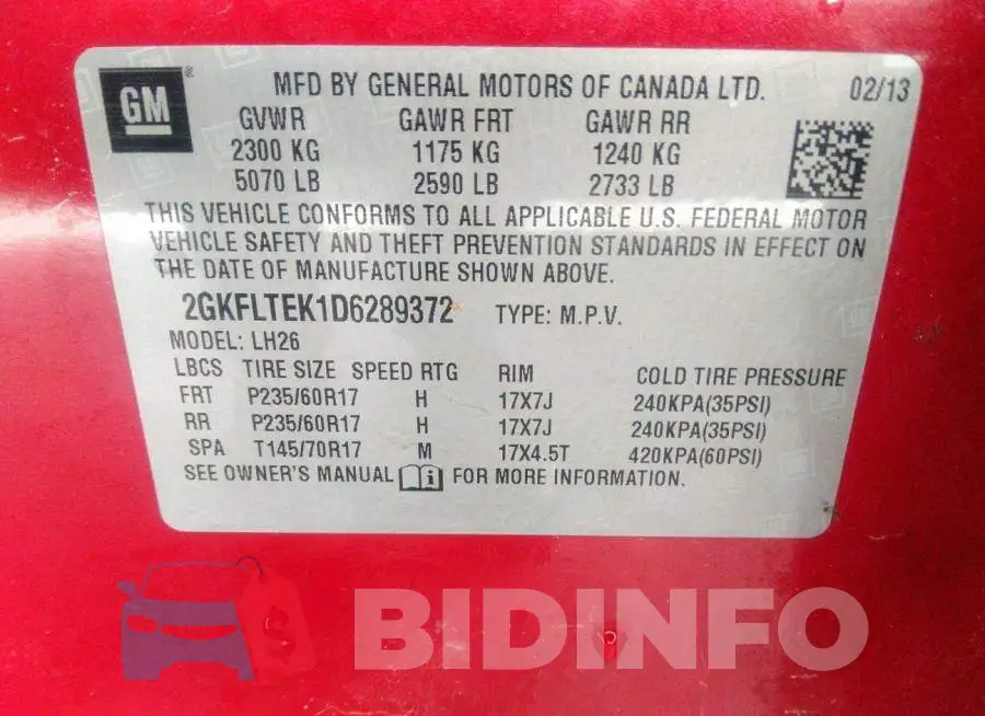 2GKFLTEK1D6289372 Photo# 9