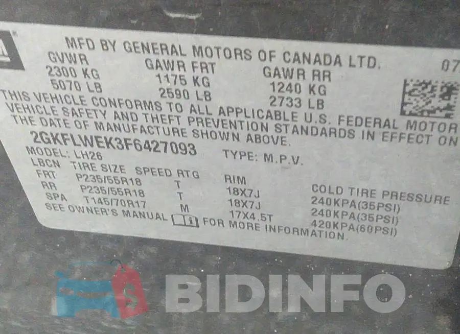 2GKFLWEK3F6427093 Photo# 9